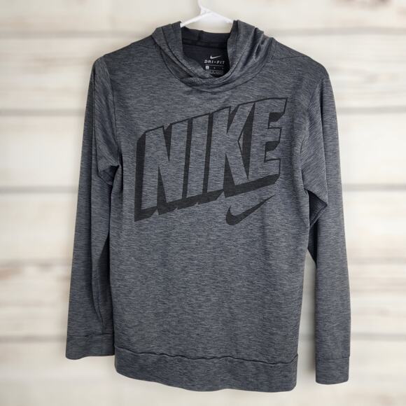 Nike Dri Fit Boy's Gray Pull-over Hoodie Size Large Fall Casual Sporty - Picture 1 of 9